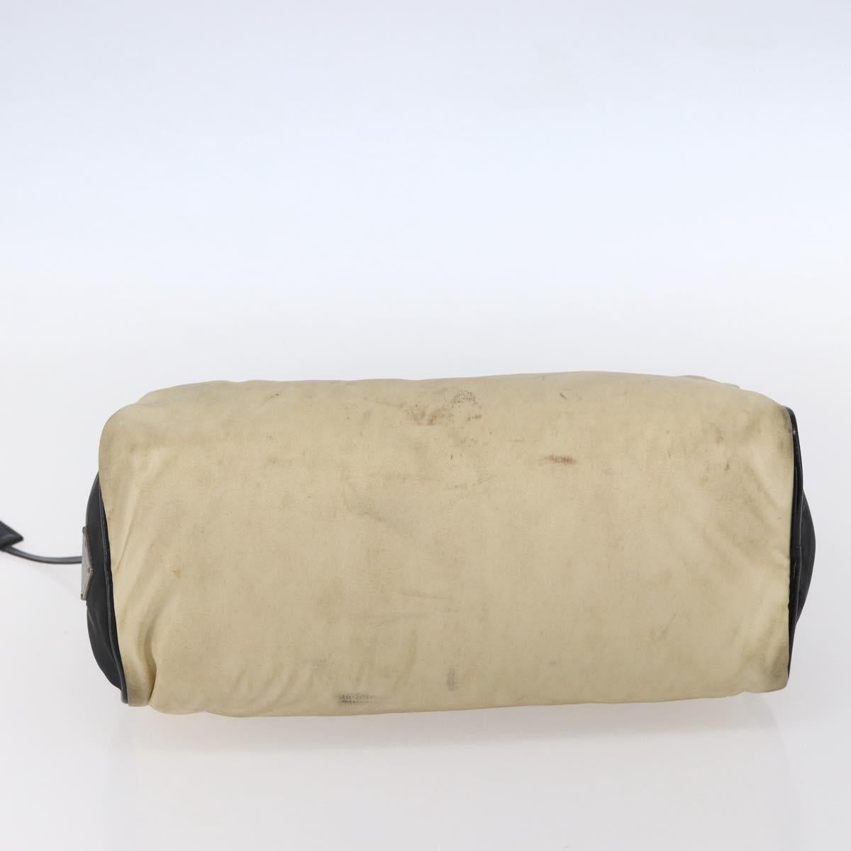 PRADA Shoulder Bag Nylon Beige Silver Auth 150411