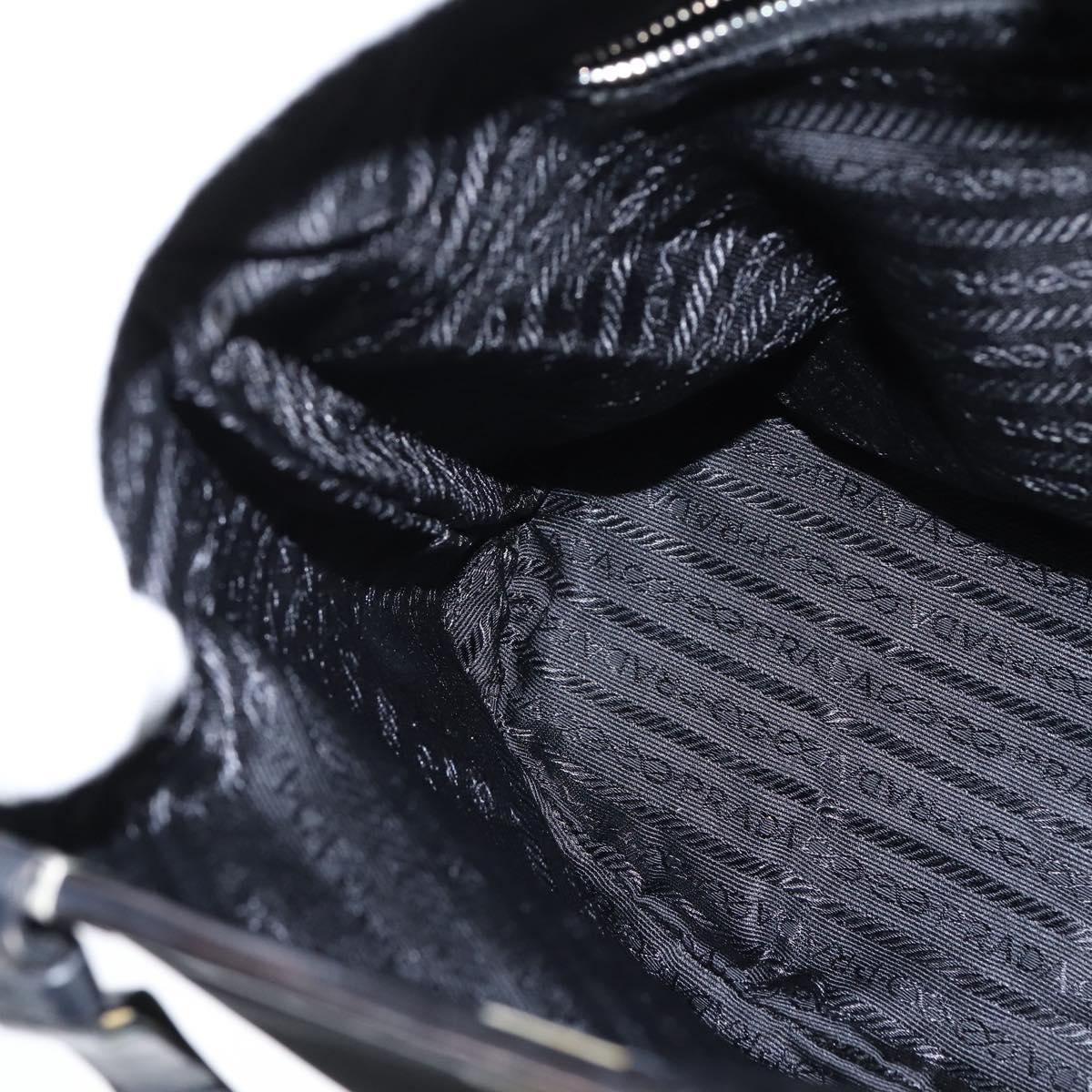 PRADA Hand Bag Nylon Black Silver Auth 150413