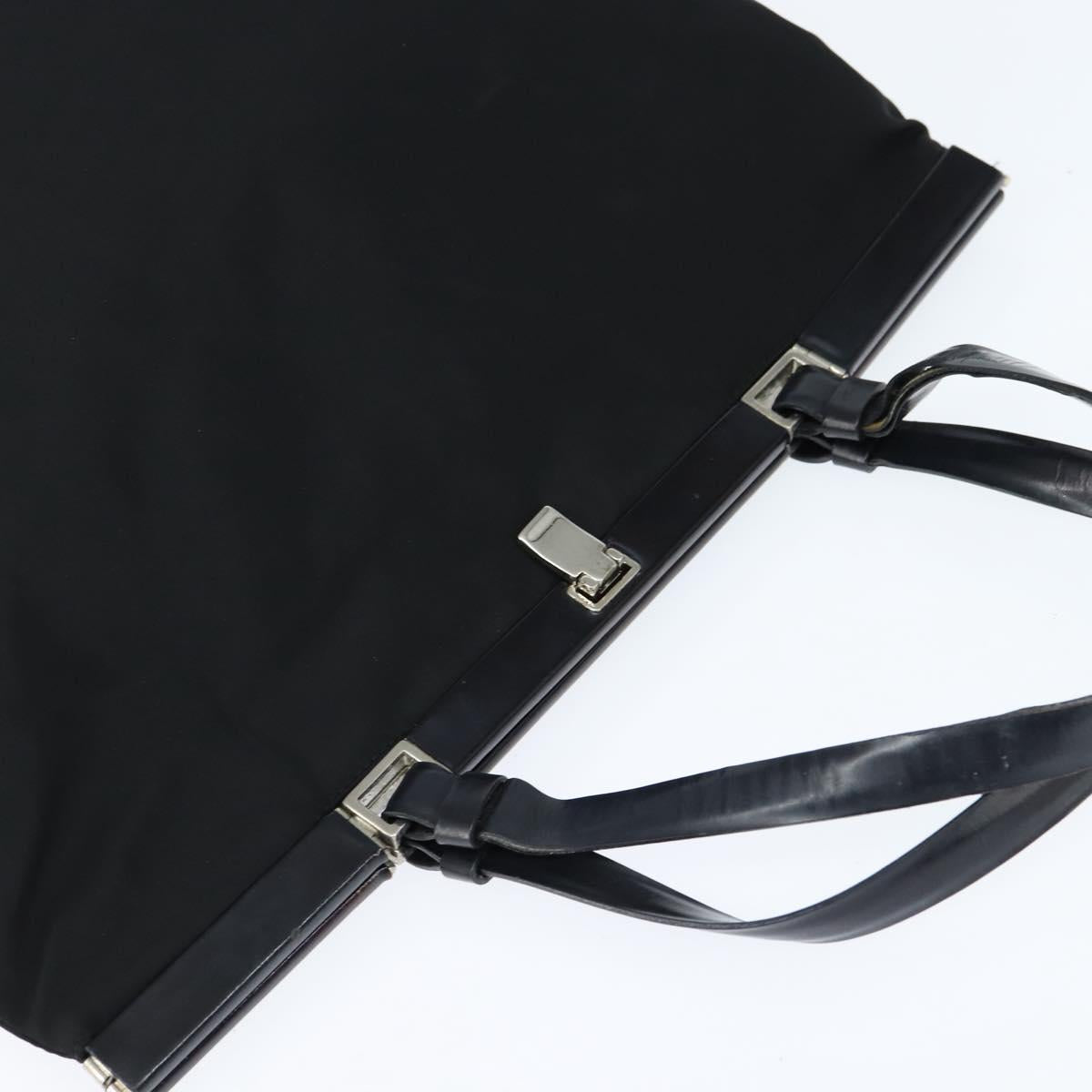 PRADA Hand Bag Nylon Black Silver Auth 150413