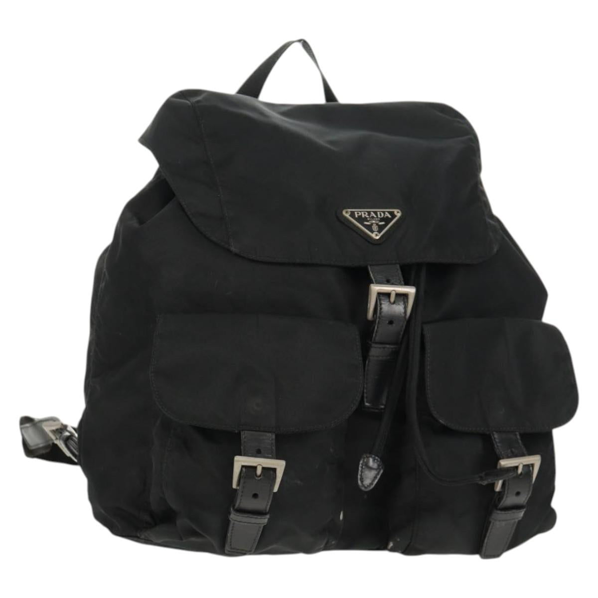 PRADA Backpack Nylon Black Silver Auth 150414