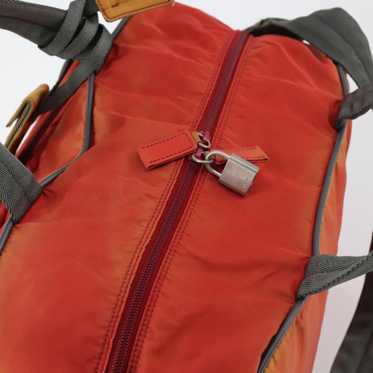 PRADA Boston Bag Nylon 2way Red Silver Auth 150415