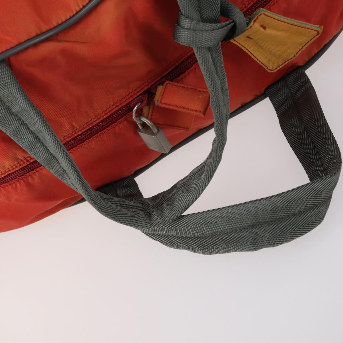 PRADA Boston Bag Nylon 2way Red Silver Auth 150415