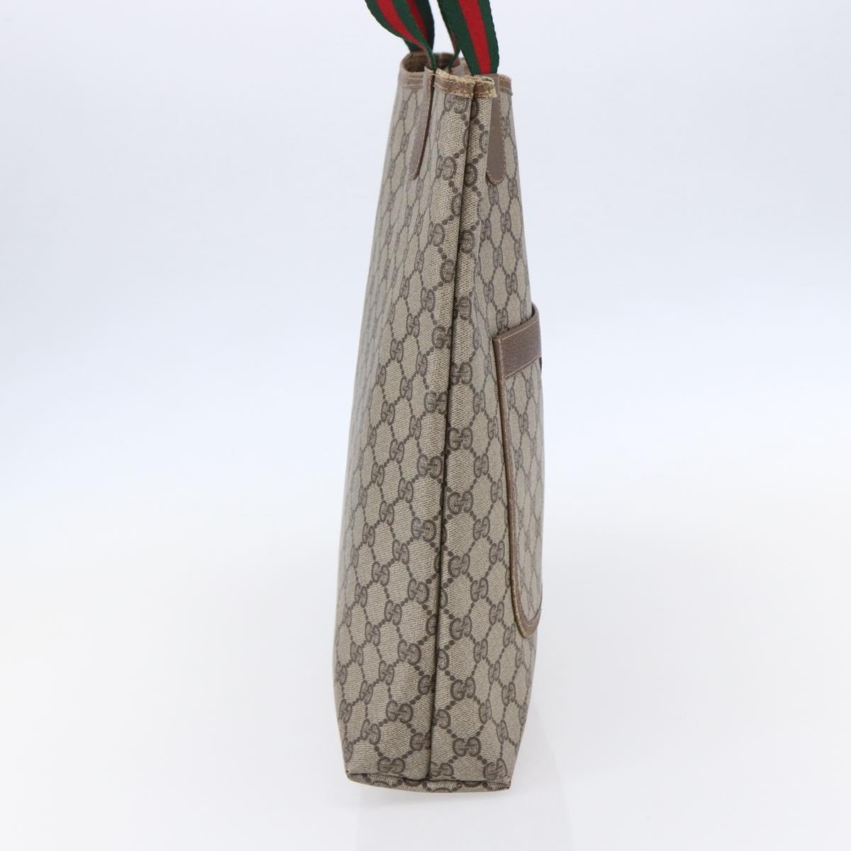 GUCCI GG Supreme Web Sherry Line Tote Bag PVC Beige Red 40 02 003 Auth 150427