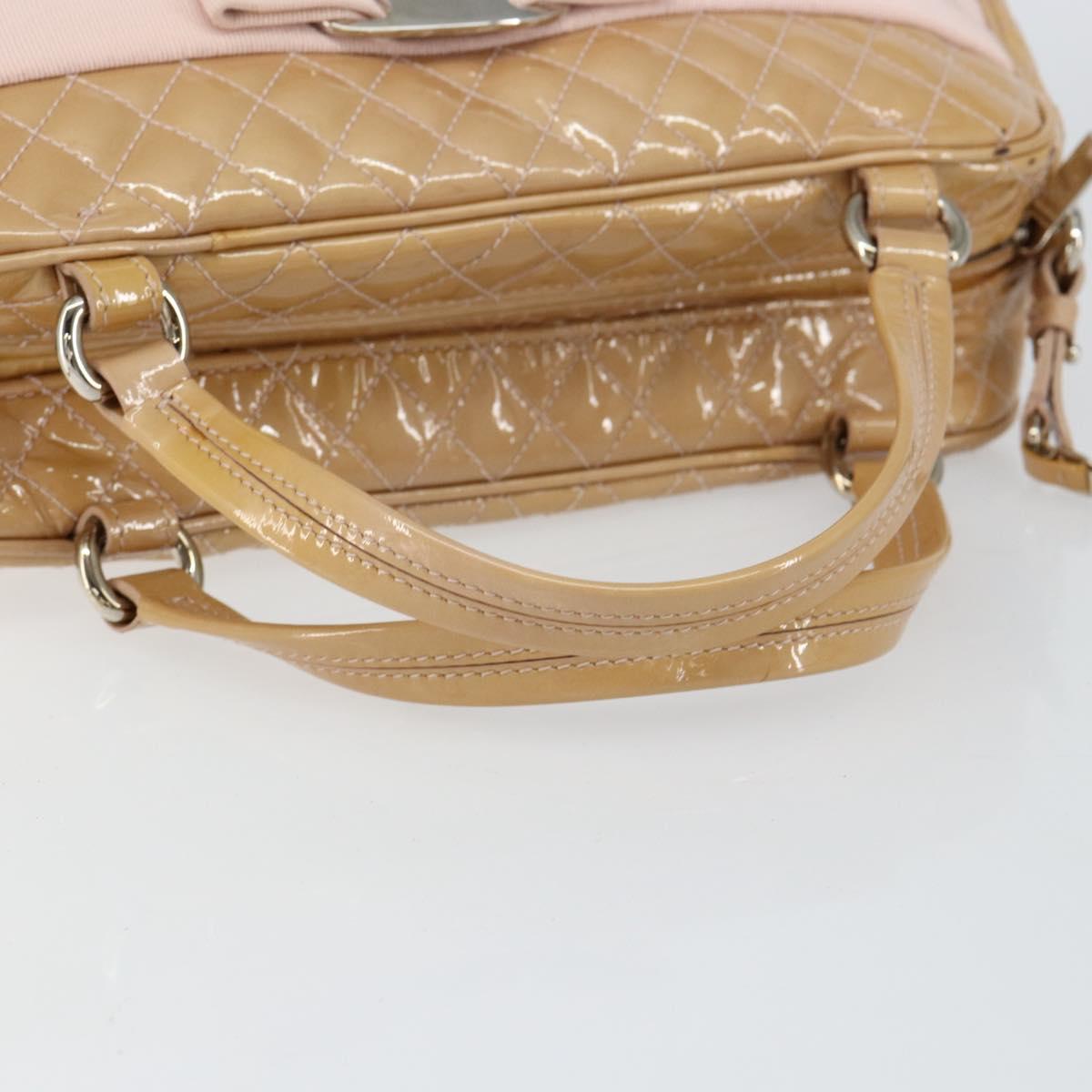 Salvatore Ferragamo Vala Hand Bag Enamel 2way Beige Silver Auth 150429