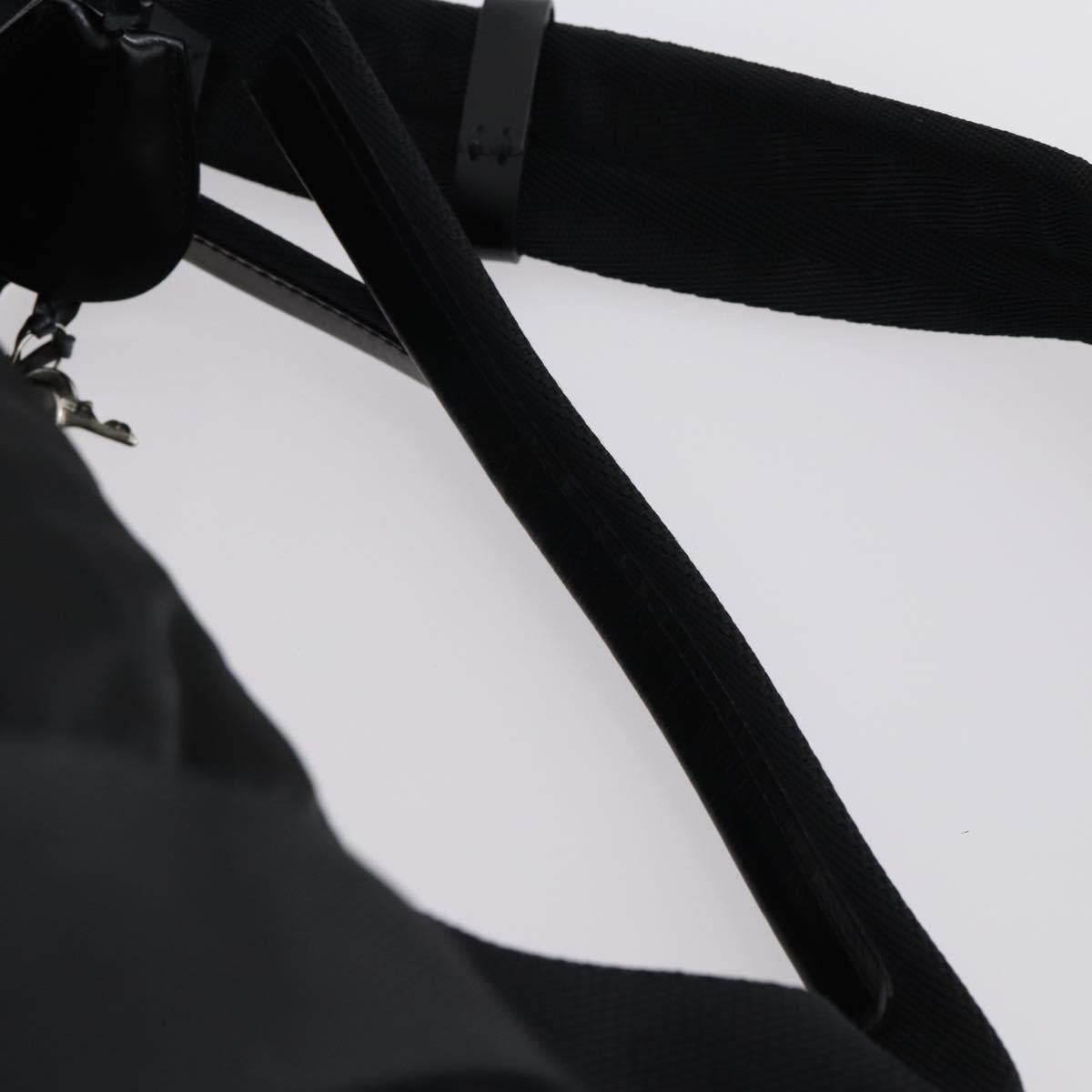 PRADA Boston Bag Nylon 2way Black Silver Auth 150432