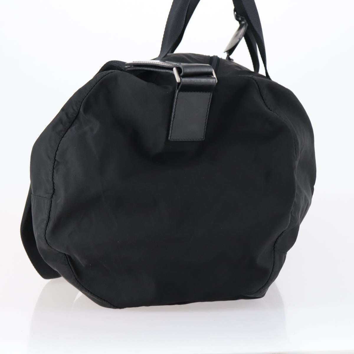 PRADA Boston Bag Nylon 2way Black Silver Auth 150432