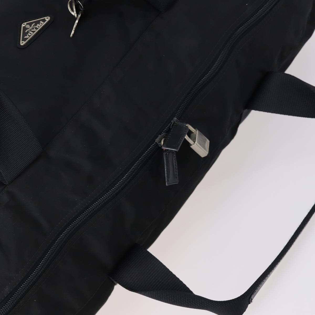 PRADA Boston Bag Nylon 2way Black Silver Auth 150432
