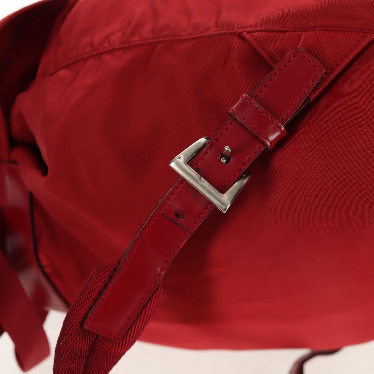 PRADA Backpack Nylon Red Silver Auth 150439V