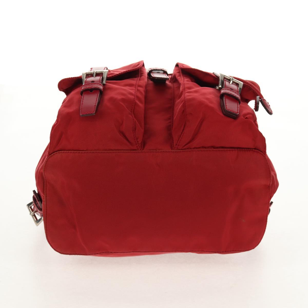 PRADA Backpack Nylon Red Silver Auth 150439V