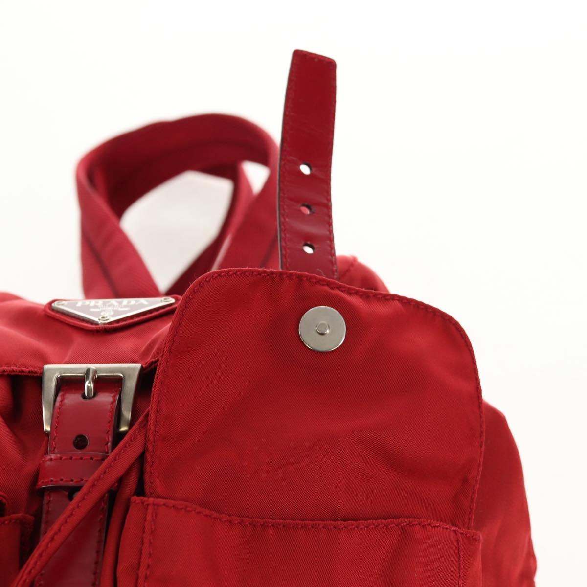 PRADA Backpack Nylon Red Silver Auth 150439V