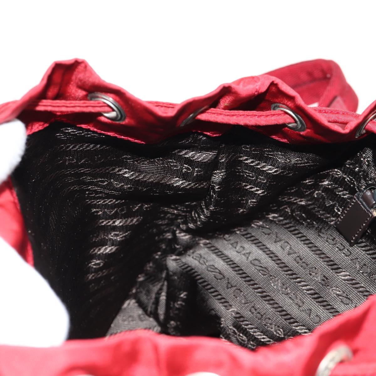 PRADA Backpack Nylon Red Silver Auth 150439V