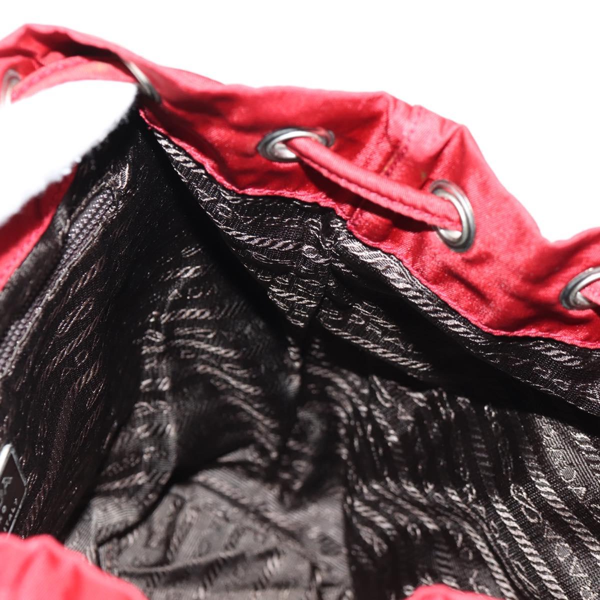 PRADA Backpack Nylon Red Silver Auth 150439V