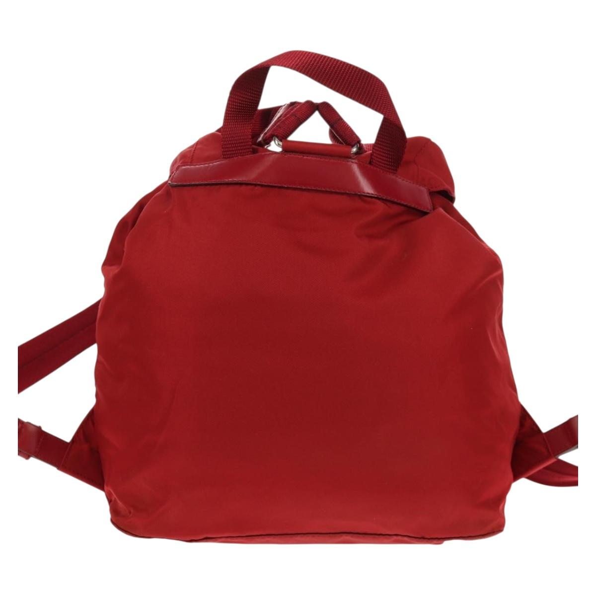 PRADA Backpack Nylon Red Silver Auth 150439V