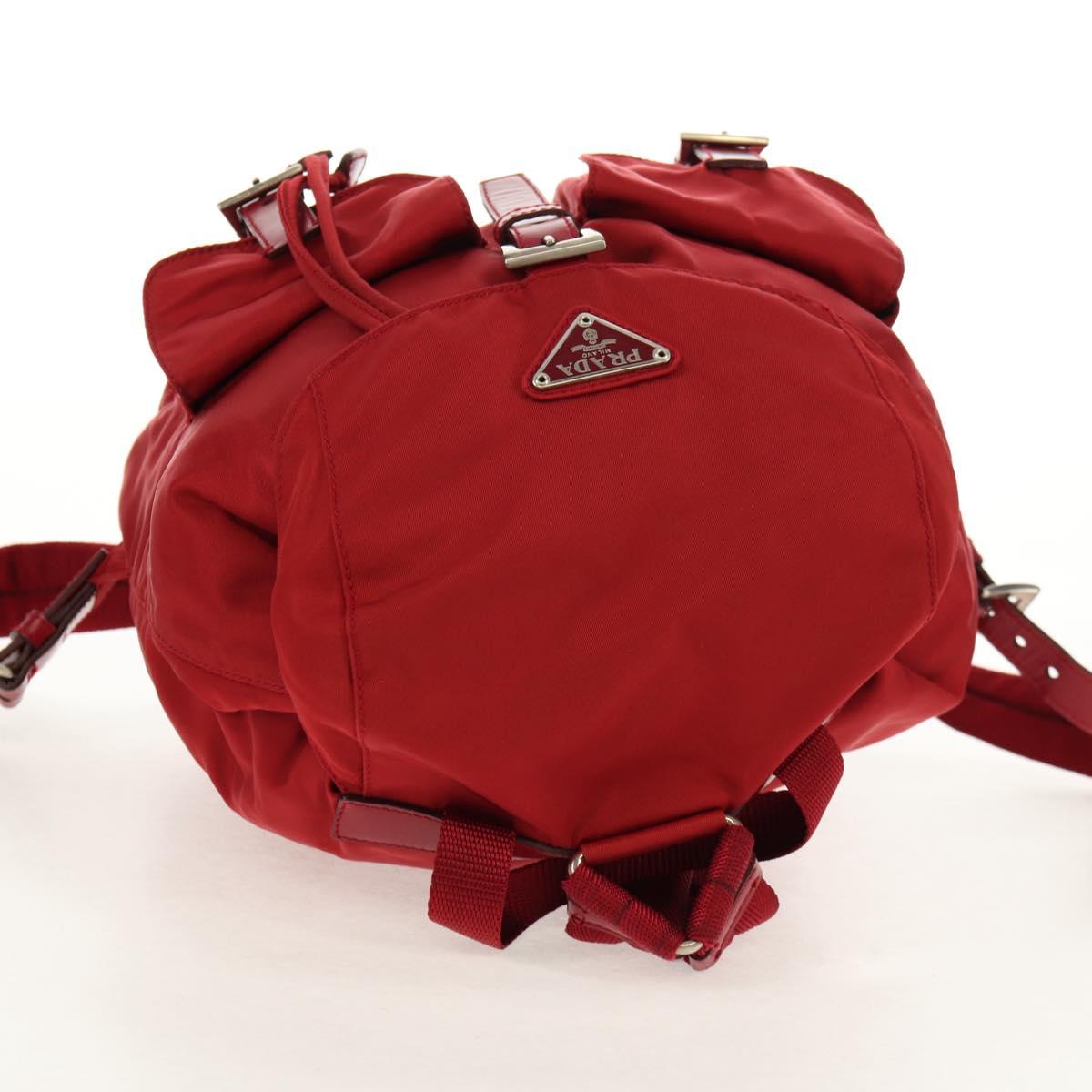 PRADA Backpack Nylon Red Silver Auth 150439V