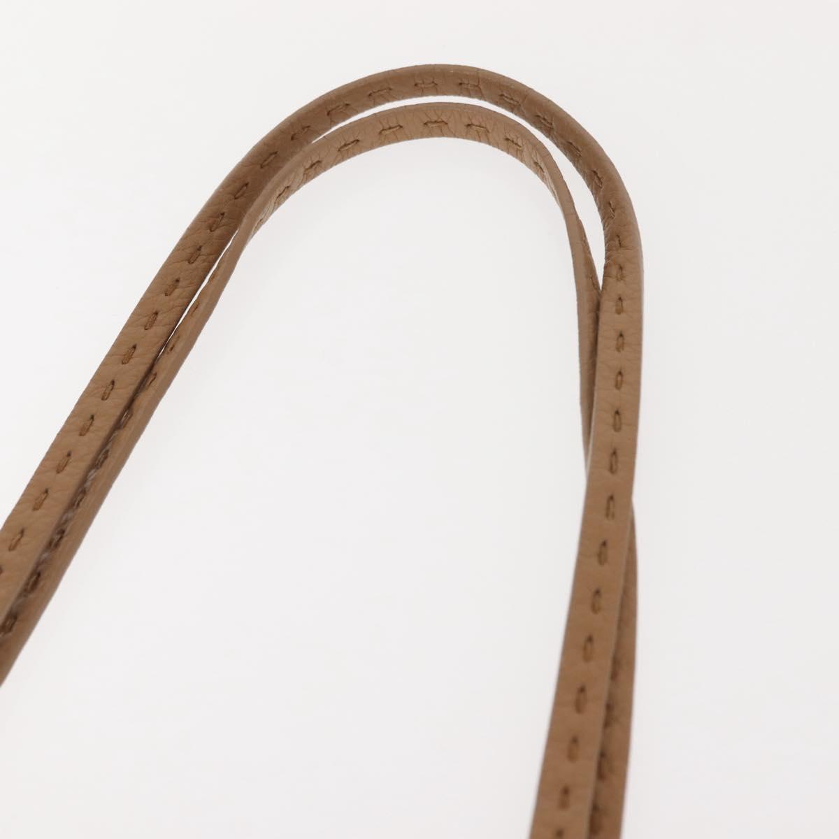 FENDI Celeria Tote Bag Leather Beige Silver Auth 150443