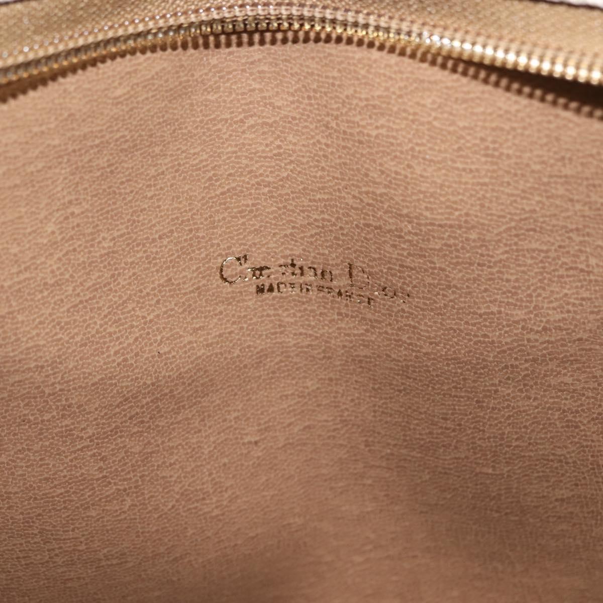 Christian Dior Honeycomb Canvas Hand Bag PVC Leather Beige Gold Auth 150446