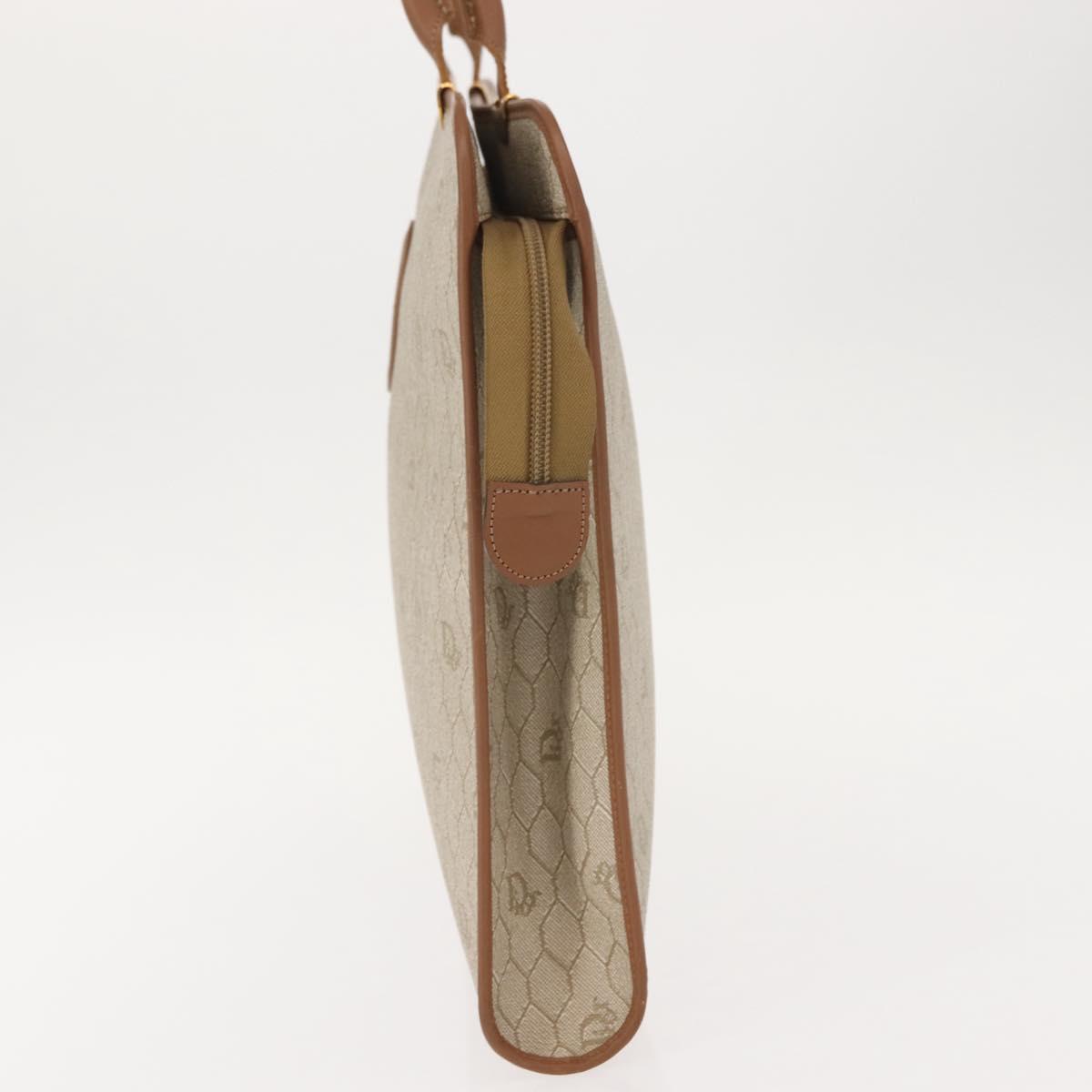 Christian Dior Honeycomb Canvas Hand Bag PVC Leather Beige Gold Auth 150446