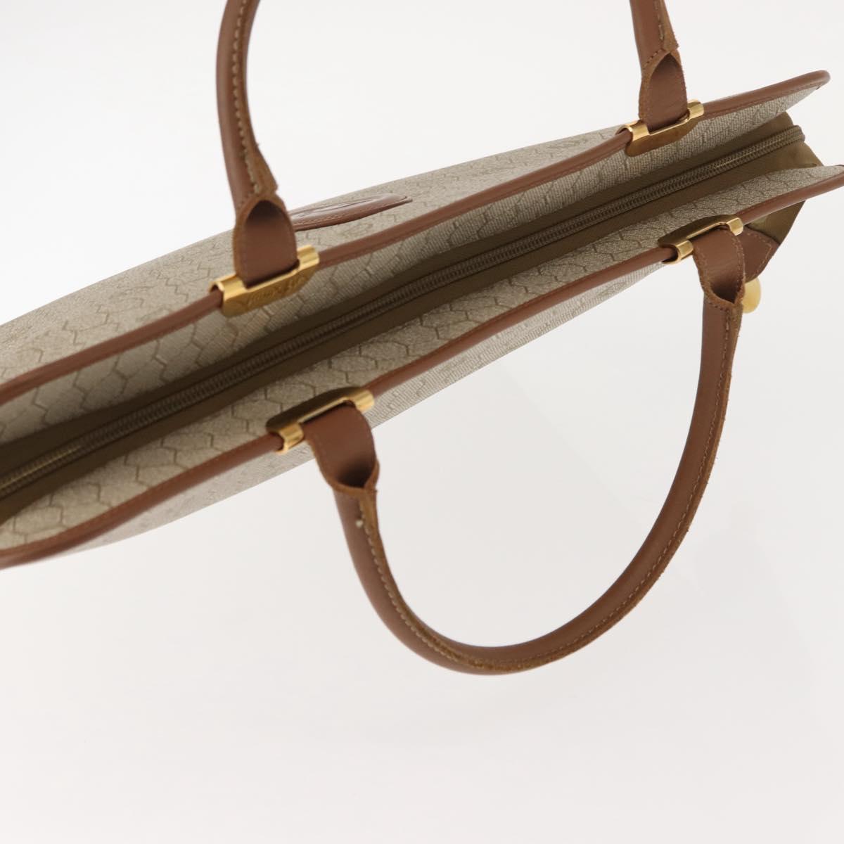 Christian Dior Honeycomb Canvas Hand Bag PVC Leather Beige Gold Auth 150446