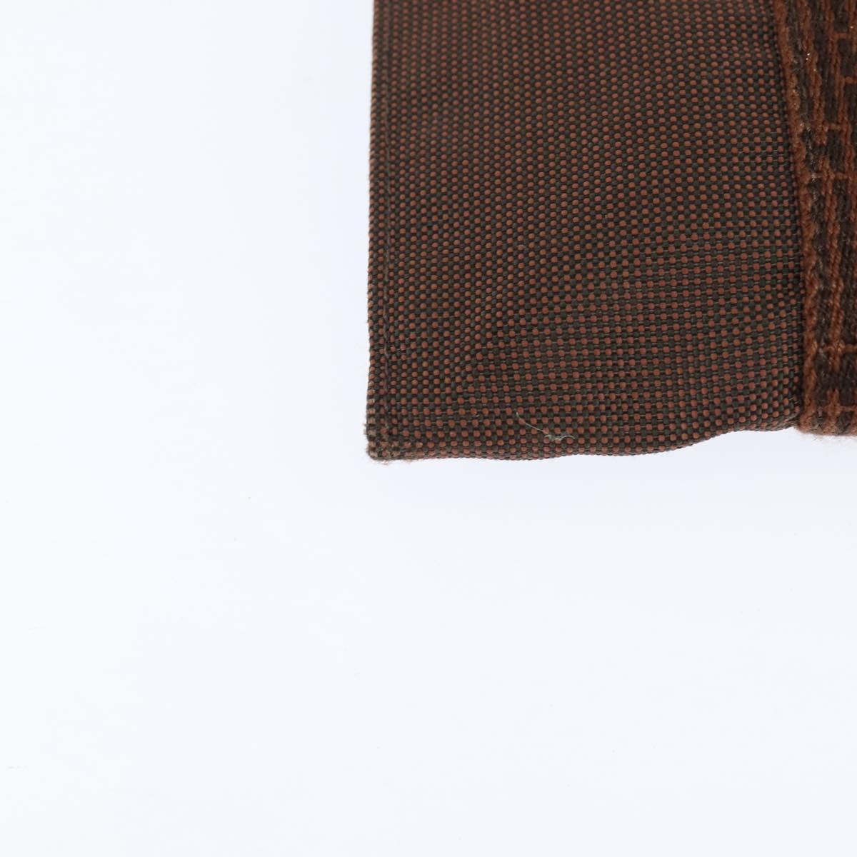 HERMES Pochette Her Line MM Shoulder Bag Canvas Brown Auth 150447