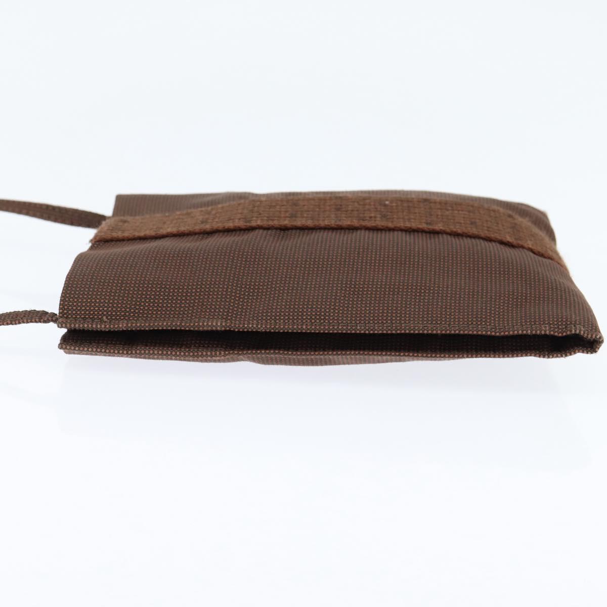 HERMES Pochette Her Line MM Shoulder Bag Canvas Brown Auth 150447