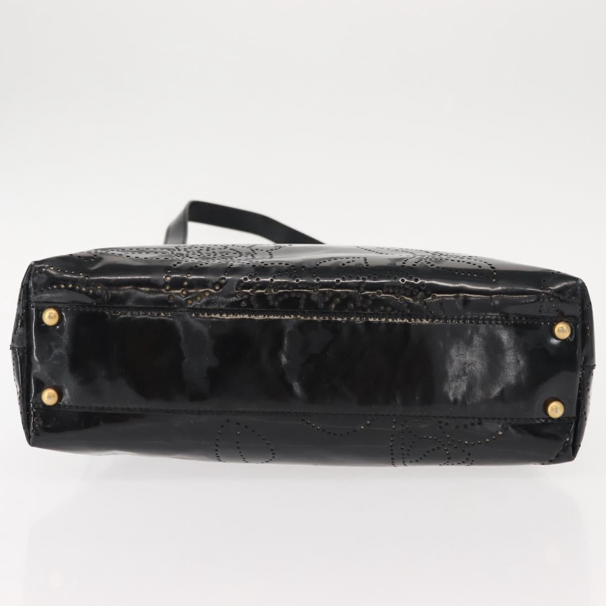 CHANEL Tote Bag Patent leather Black Gold CC Auth 150456