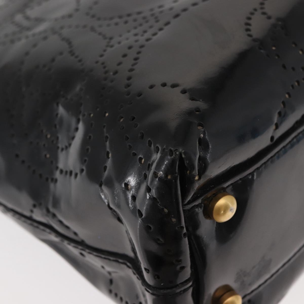 CHANEL Tote Bag Patent leather Black Gold CC Auth 150456