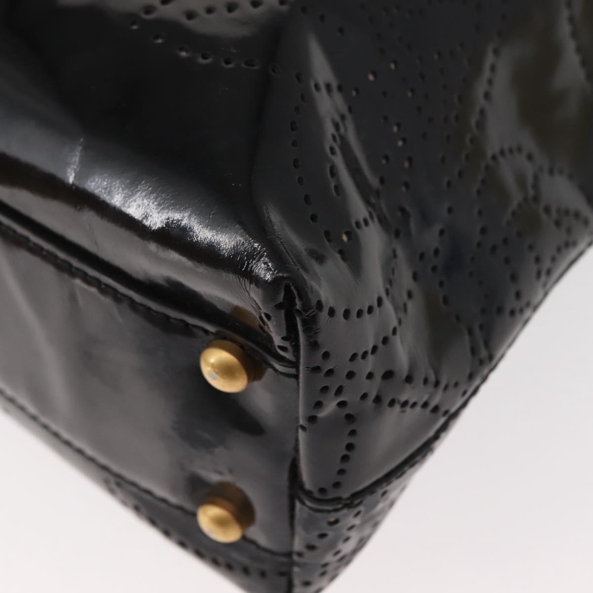 CHANEL Tote Bag Patent leather Black Gold CC Auth 150456