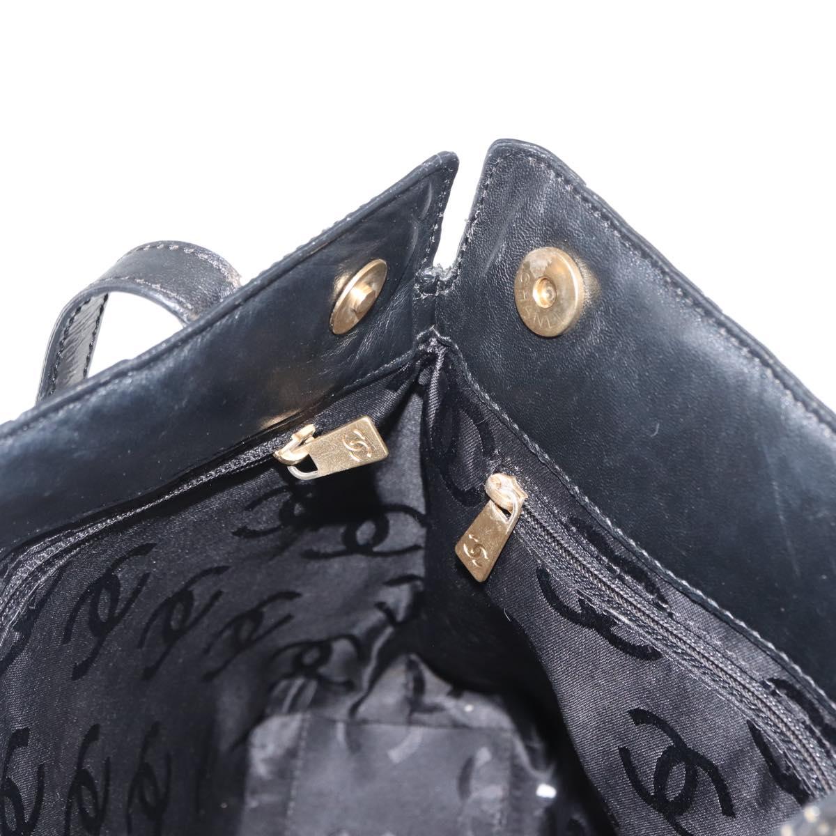 CHANEL Tote Bag Patent leather Black Gold CC Auth 150456