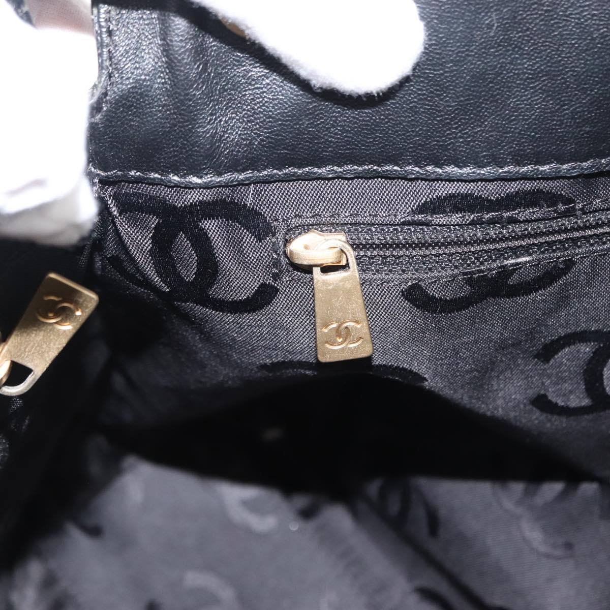 CHANEL Tote Bag Patent leather Black Gold CC Auth 150456