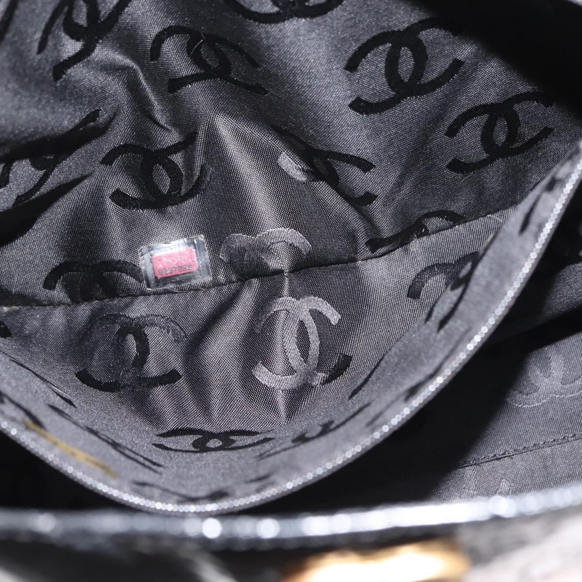 CHANEL Tote Bag Patent leather Black Gold CC Auth 150456