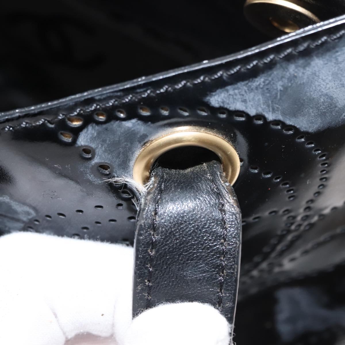 CHANEL Tote Bag Patent leather Black Gold CC Auth 150456