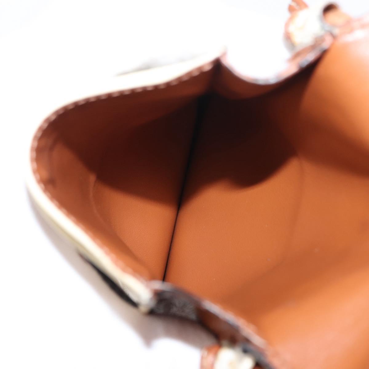 CELINE Triomphe Macadam Canvas Phone Pouch PVC Beige Auth 150473