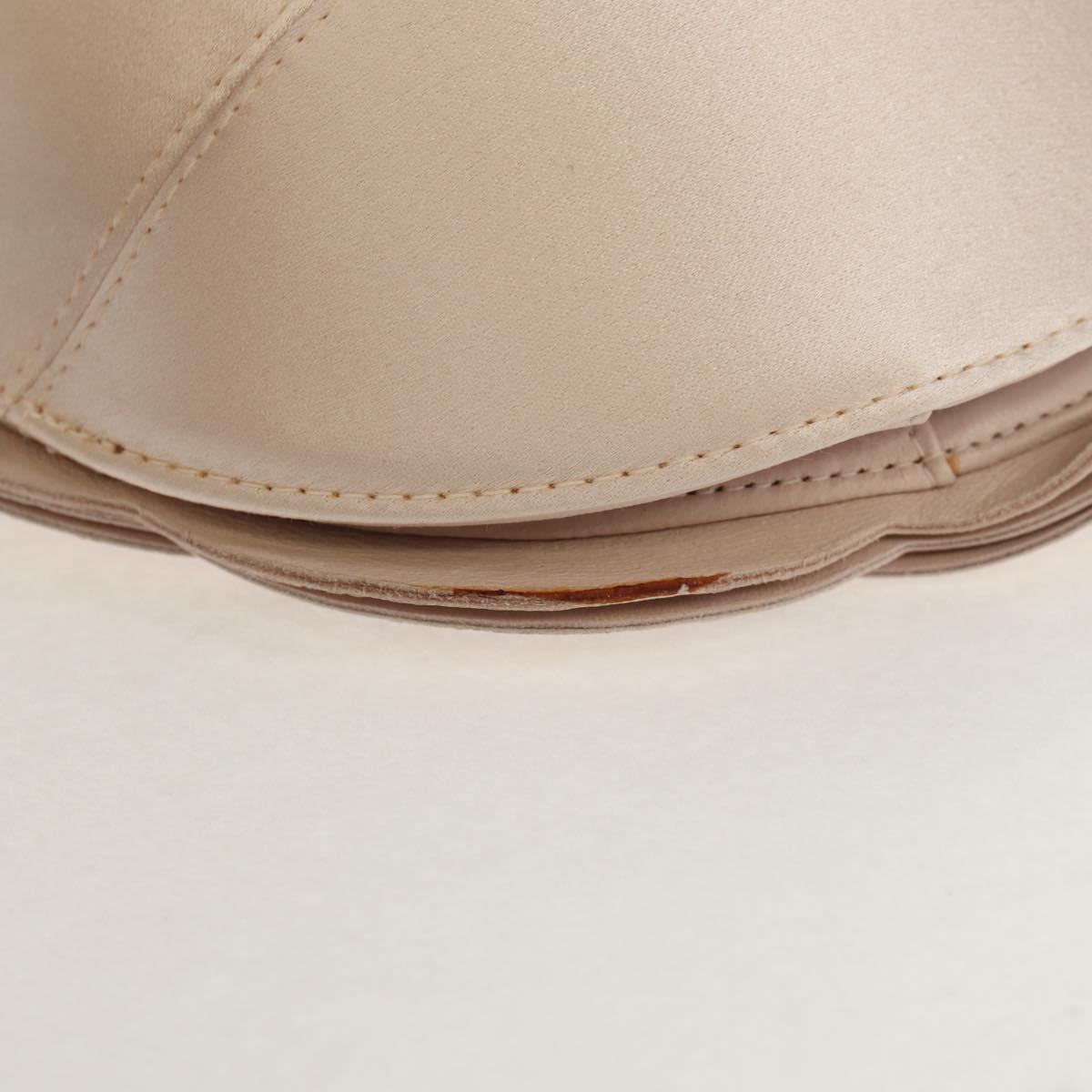 CHANEL Chain Camelia Shoulder Bag Satin Pink Gold CC Auth 150477V