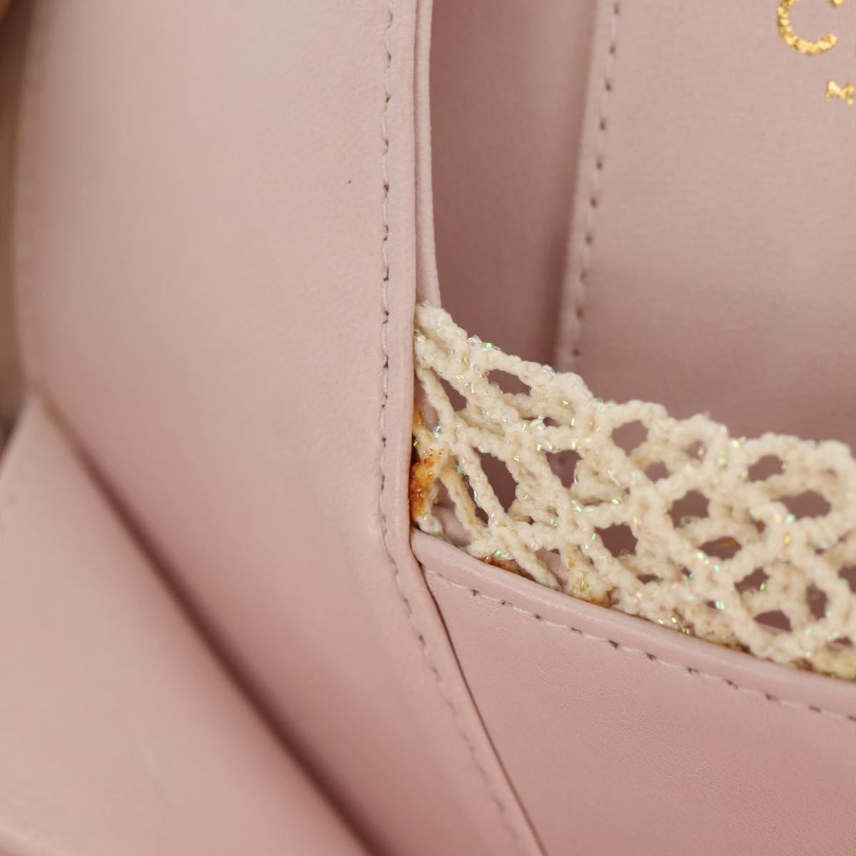 CHANEL Chain Camelia Shoulder Bag Satin Pink Gold CC Auth 150477V