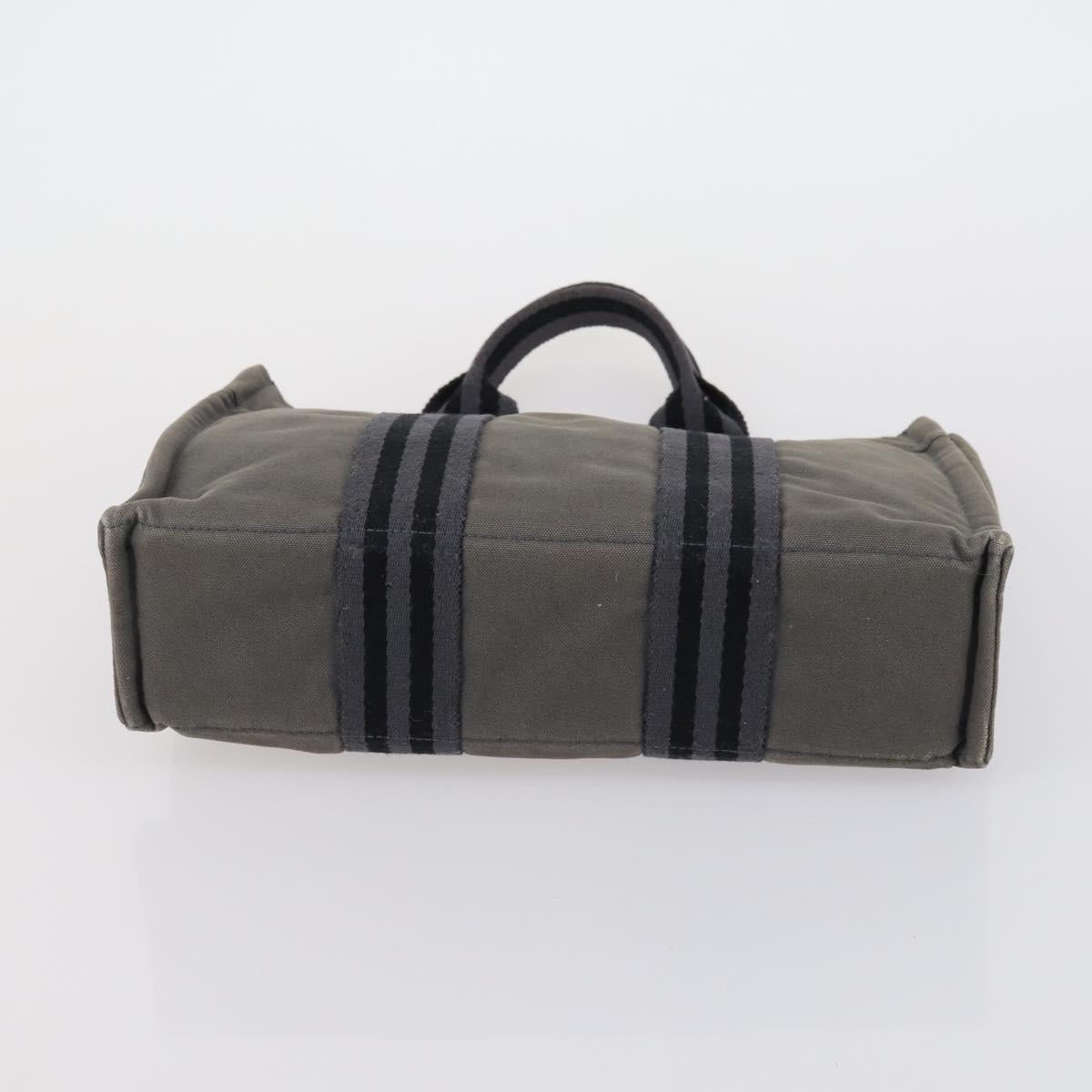 HERMES Fourre Tout Hand Bag Canvas 2 Set Gray Auth 150478