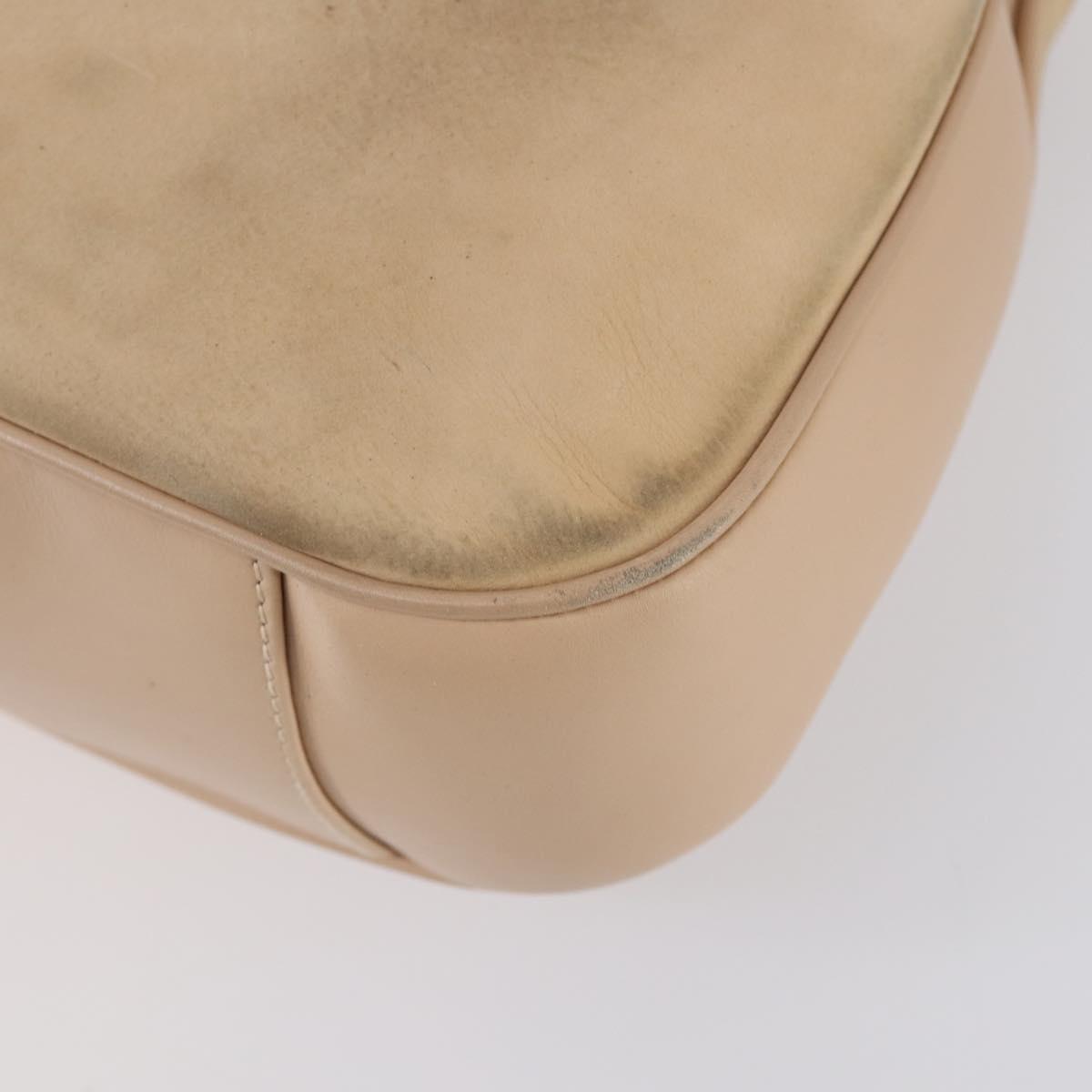 GUCCI Bamboo Hand Bag Leather 2way Beige Gold 001 1014 1638 Auth 150479