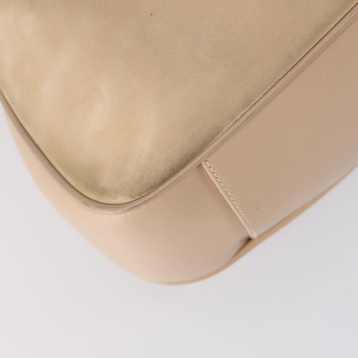 GUCCI Bamboo Hand Bag Leather 2way Beige Gold 001 1014 1638 Auth 150479