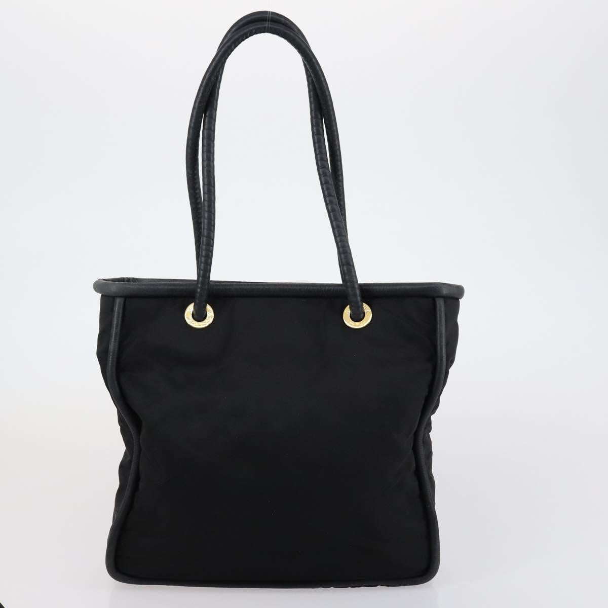 Salvatore Ferragamo Celine Hand Bag Nylon Leather 2 Set Black Auth 150480