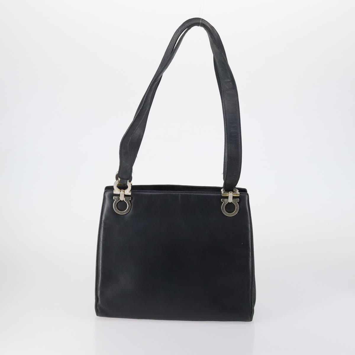 Salvatore Ferragamo Celine Hand Bag Nylon Leather 2 Set Black Auth 150480