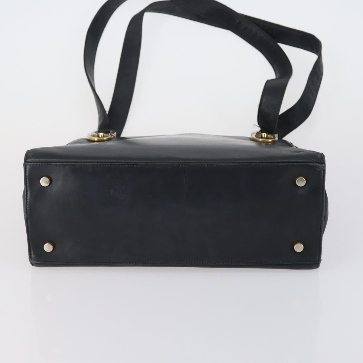 Salvatore Ferragamo Celine Hand Bag Nylon Leather 2 Set Black Auth 150480