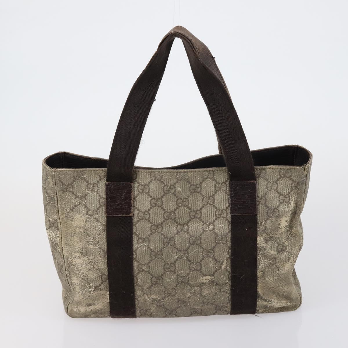 GUCCI GG Canvas Shoulder Bag Leather 3 Set Beige Black Auth 150481