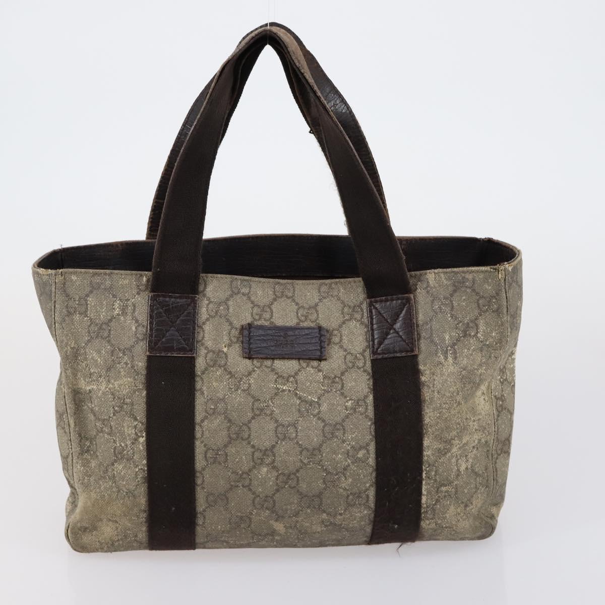 GUCCI GG Canvas Shoulder Bag Leather 3 Set Beige Black Auth 150481