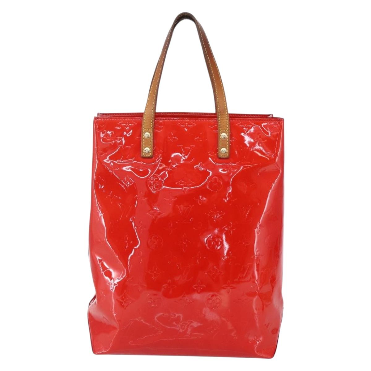 LOUIS VUITTON Monogram Vernis Reade MM Hand Bag Red Rouge M91086 LV Auth 150501