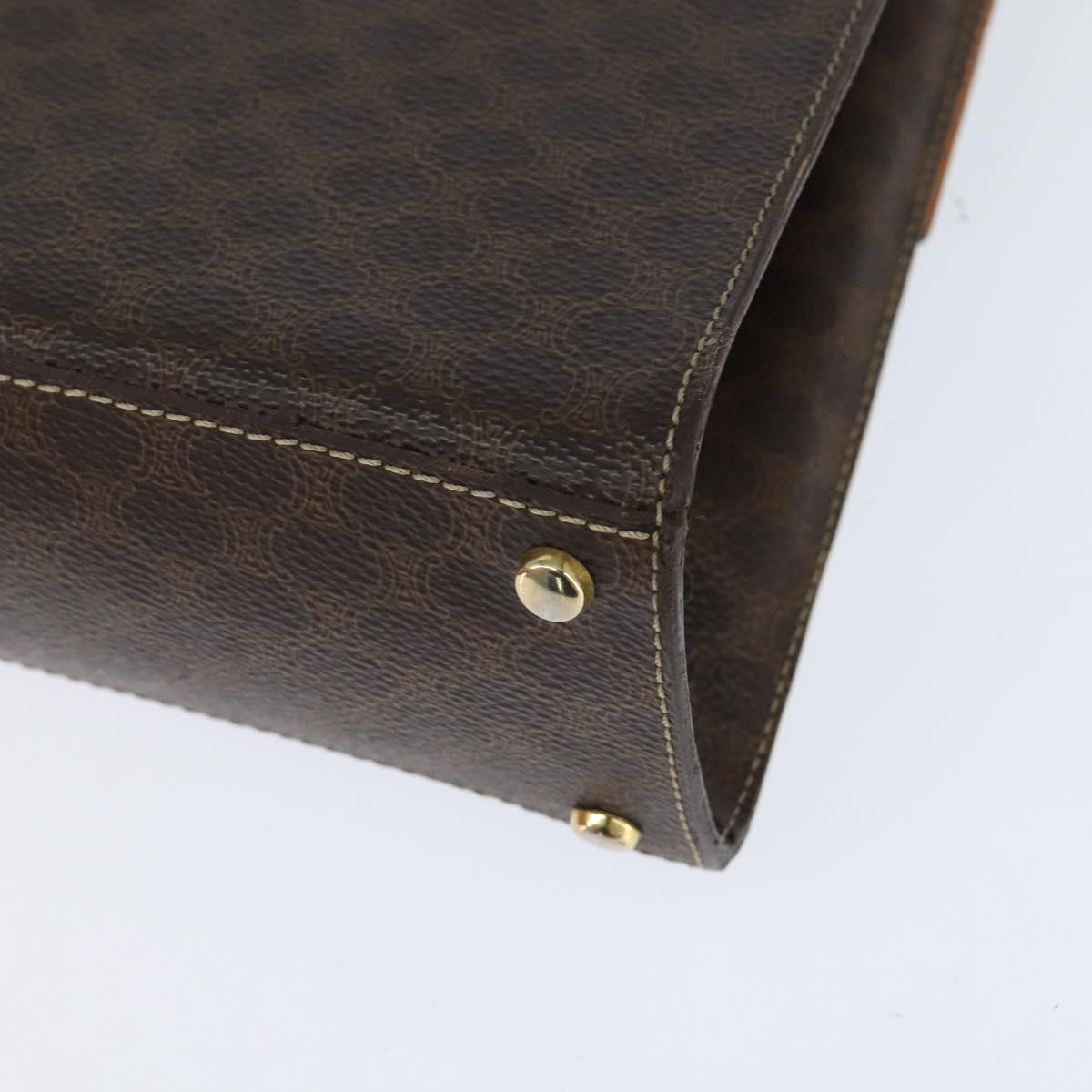 CELINE Macadam Canvas Hand Bag PVC Leather 2way Brown Gold Auth 150512
