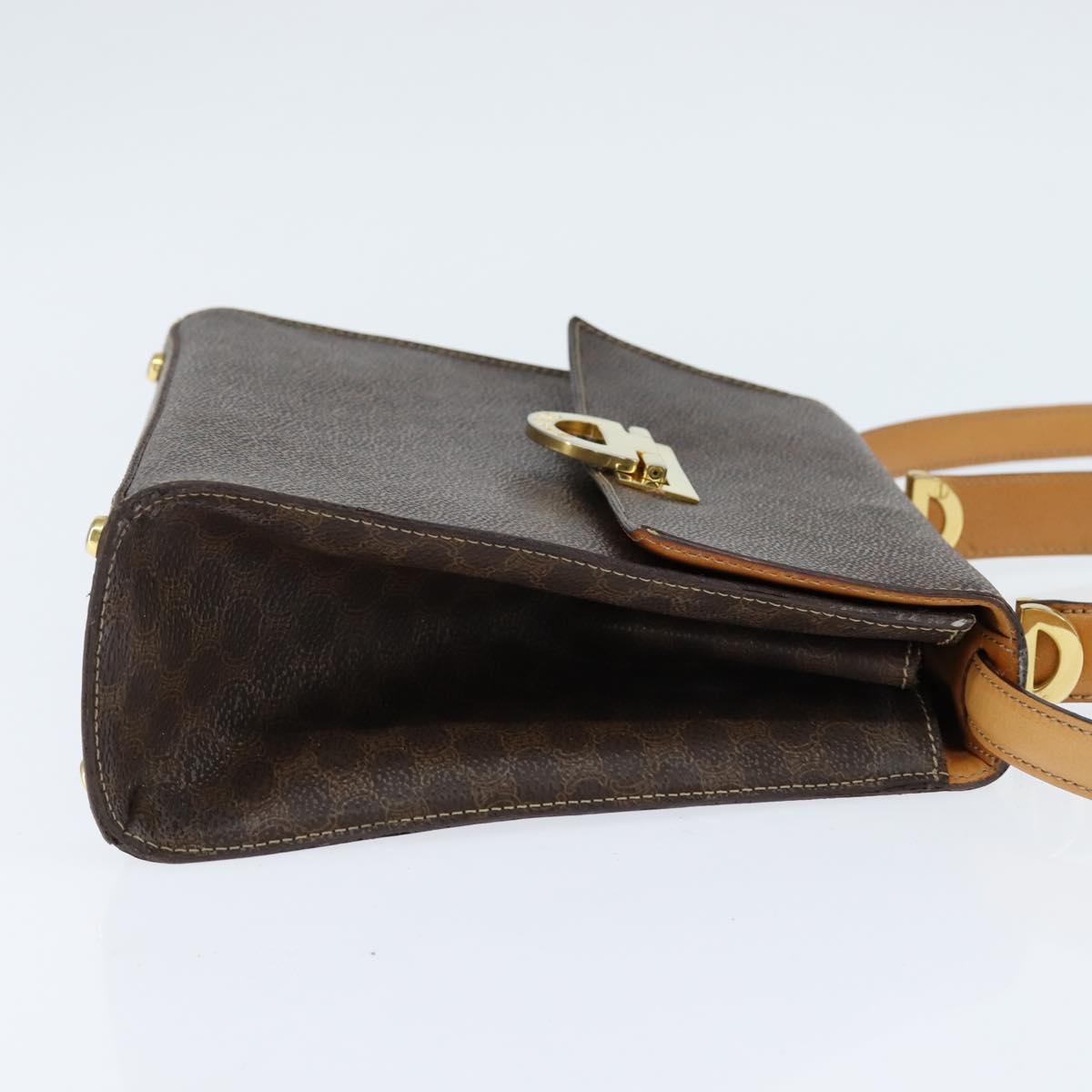 CELINE Macadam Canvas Hand Bag PVC Leather 2way Brown Gold Auth 150512