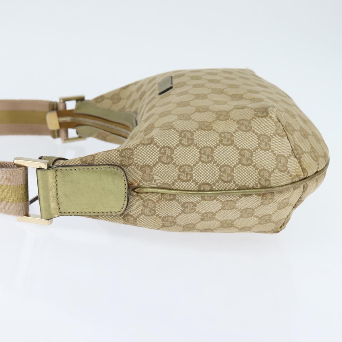 GUCCI GG Canvas Sherry Line Shoulder Bag Beige Gold 181092 Auth 150514