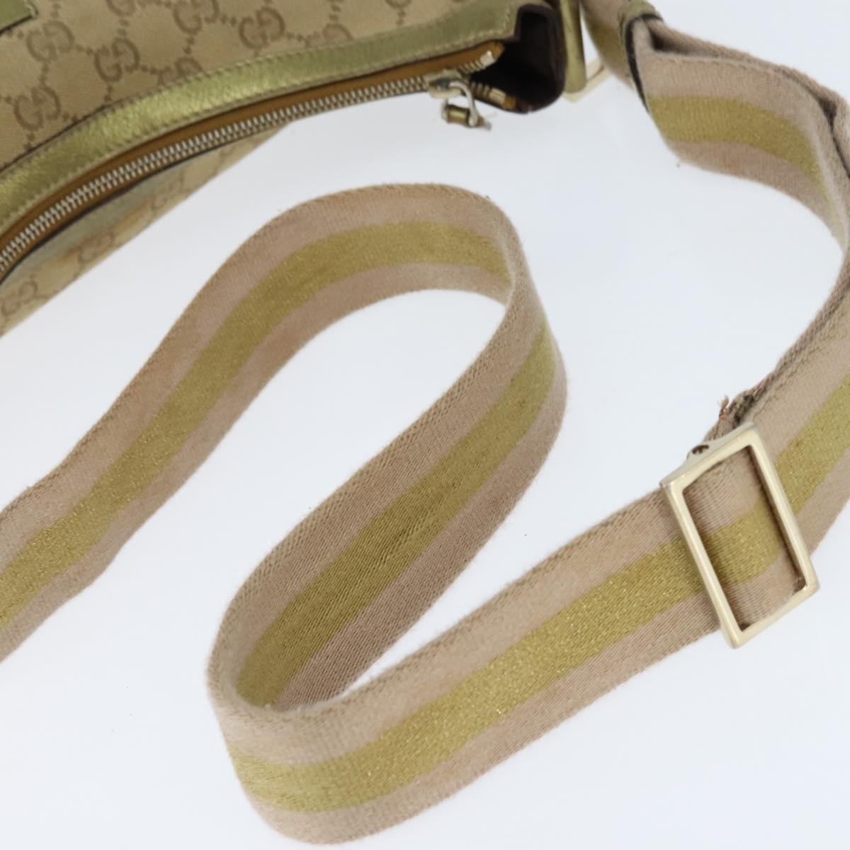 GUCCI GG Canvas Sherry Line Shoulder Bag Beige Gold 181092 Auth 150514