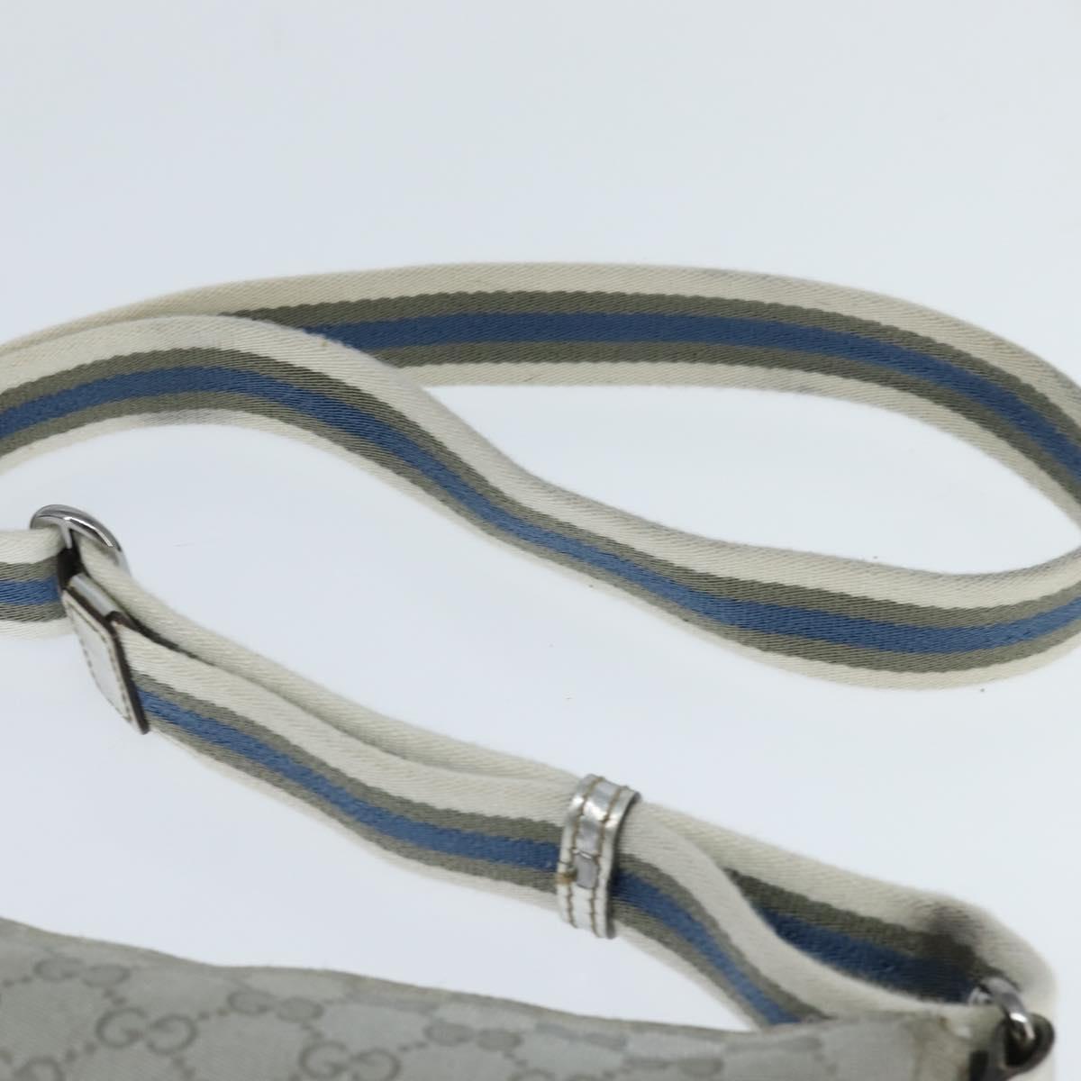 GUCCI GG Canvas Sherry Line Shoulder Bag Gray Silver 145857 Auth 150515
