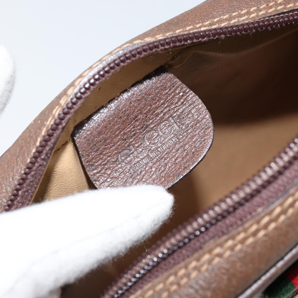 GUCCI GG Supreme Web Sherry Line Shoulder Bag PVC Beige Red Green Auth 150518