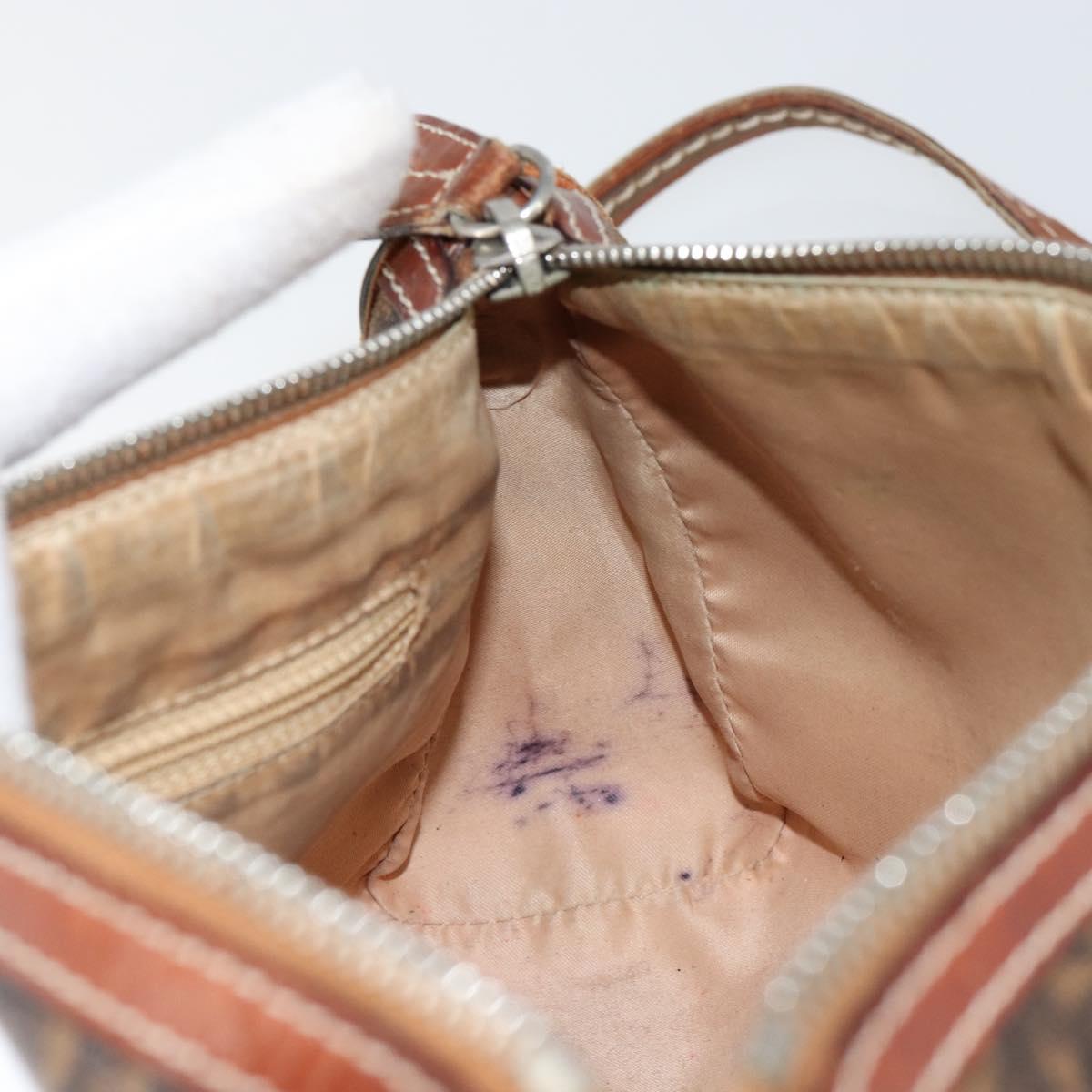 Christian Dior Trotter Canvas Romantic Chain Bag PVC Brown Silver Auth 150521